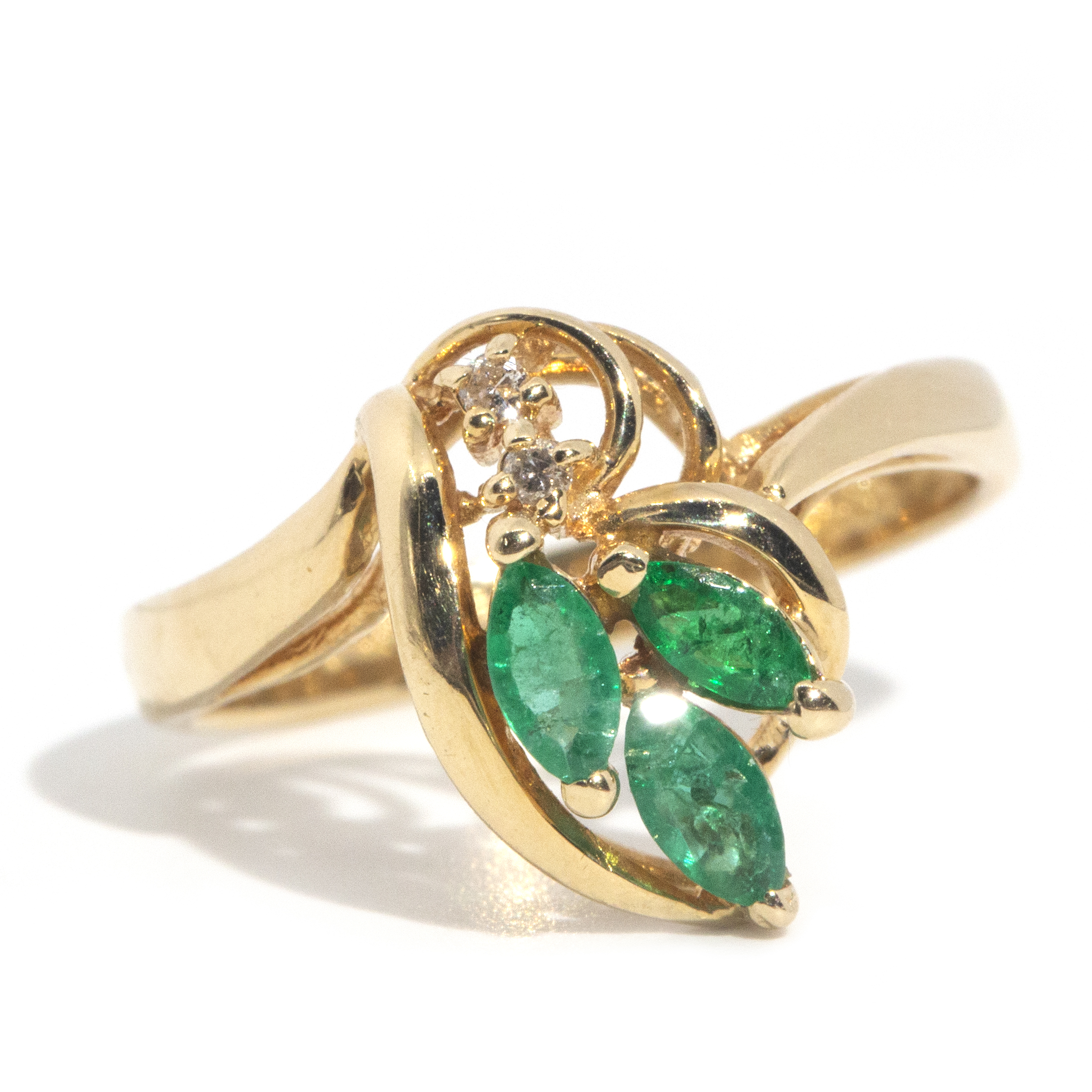 79 · Emerald & Diamond 14 Carat Gold Ring