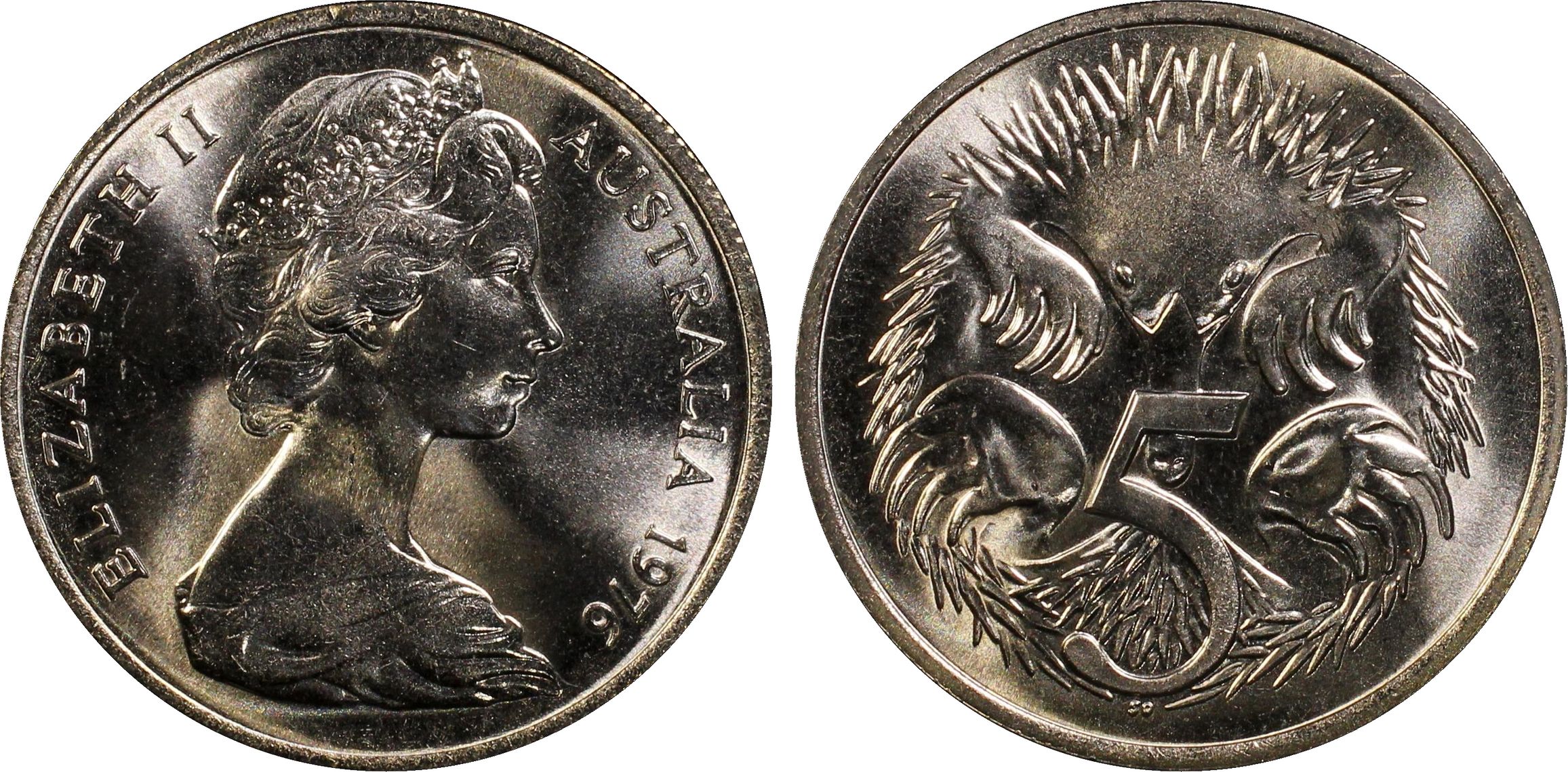 Elizabeth II, Five Cent, 1976, PCGS MS66