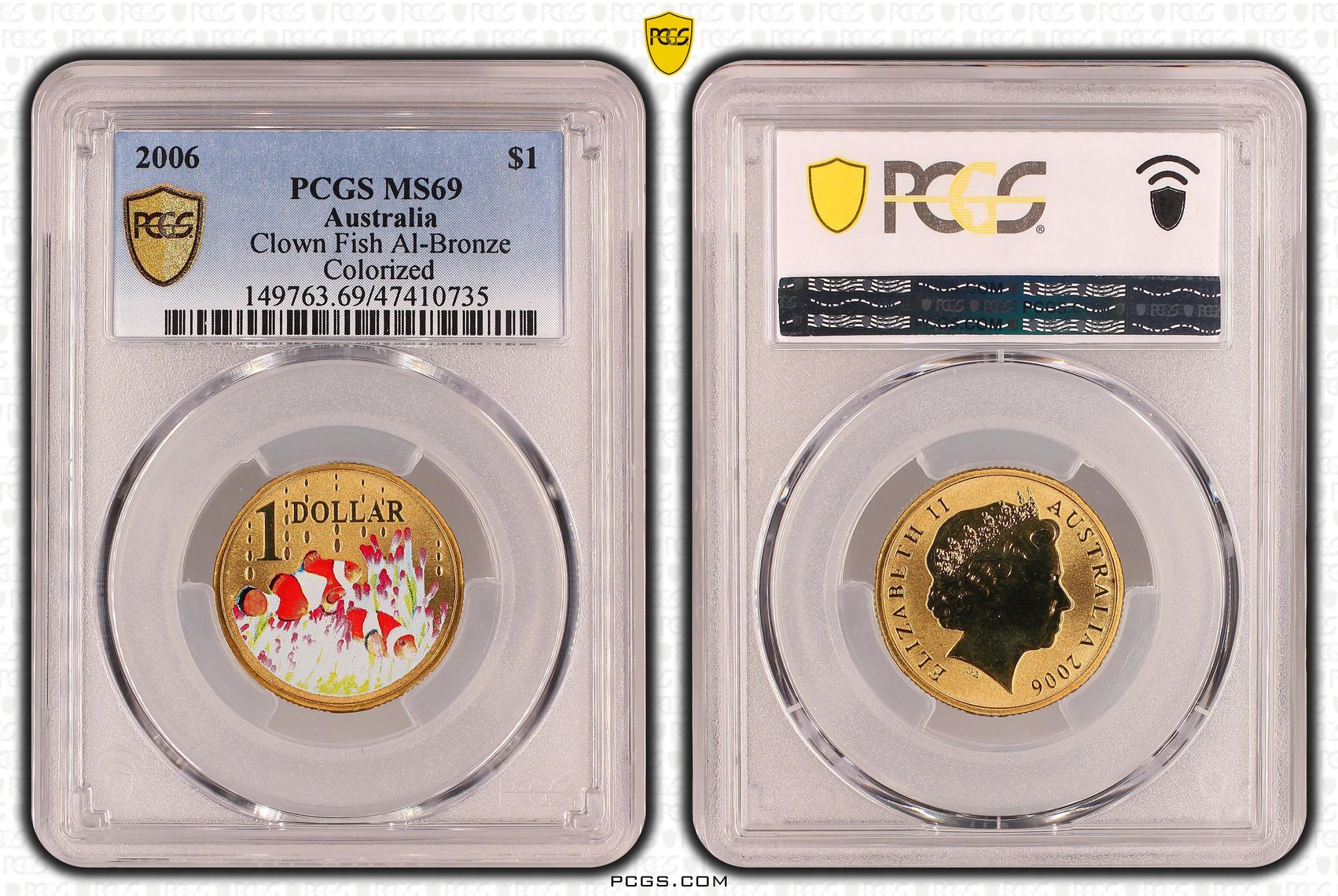 Elizabeth II, Clown Fish Al-Bronze, One Dollar, 2006, PCGS MS69