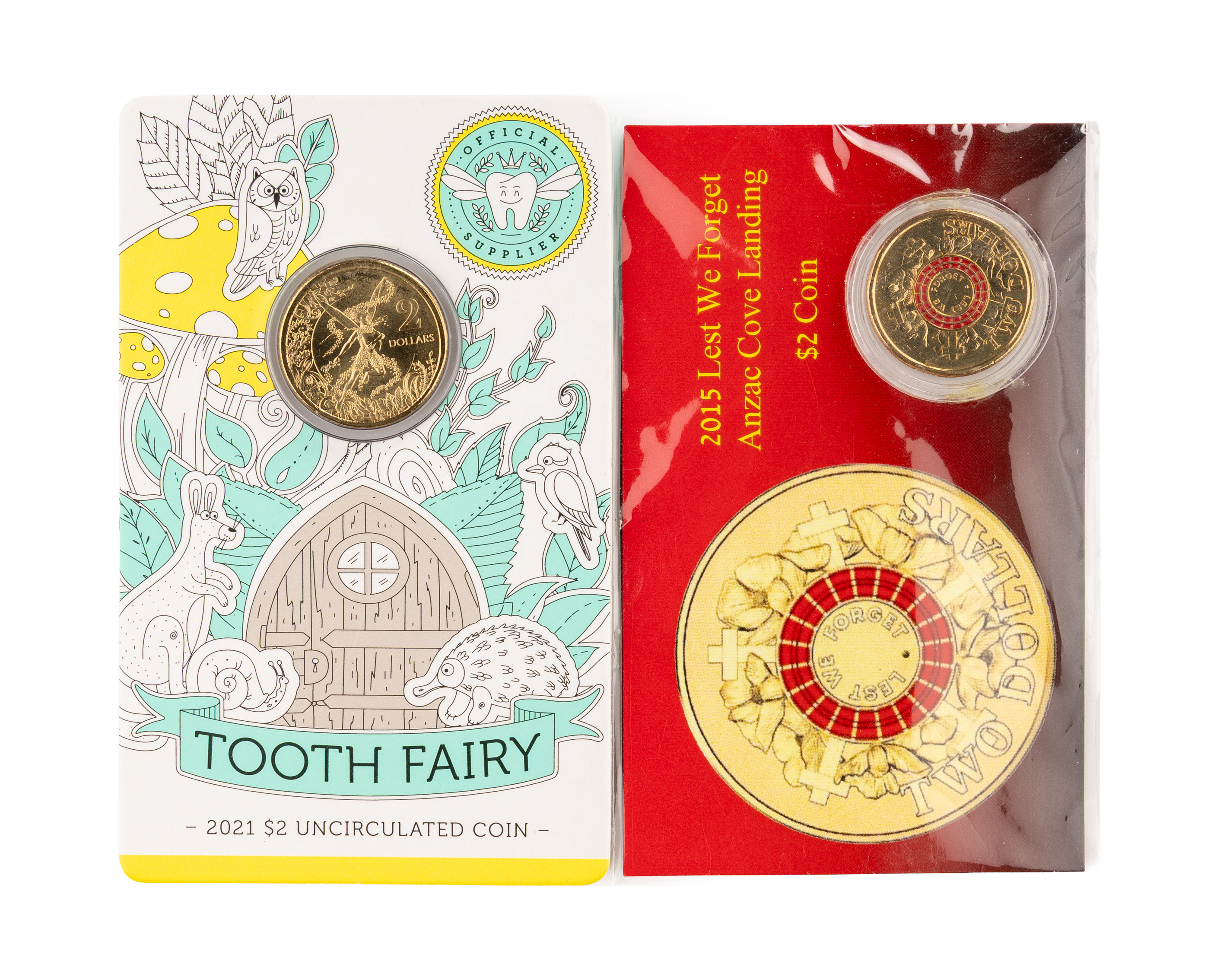 Elizabeth II, RAM - Lest We Forget & Tooth Fairy, Two Dollars, 2015 - 2021, UNC