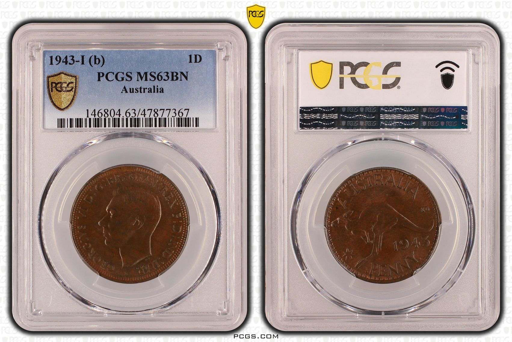 One Penny, 1943-I, PCGS MS 63BN
