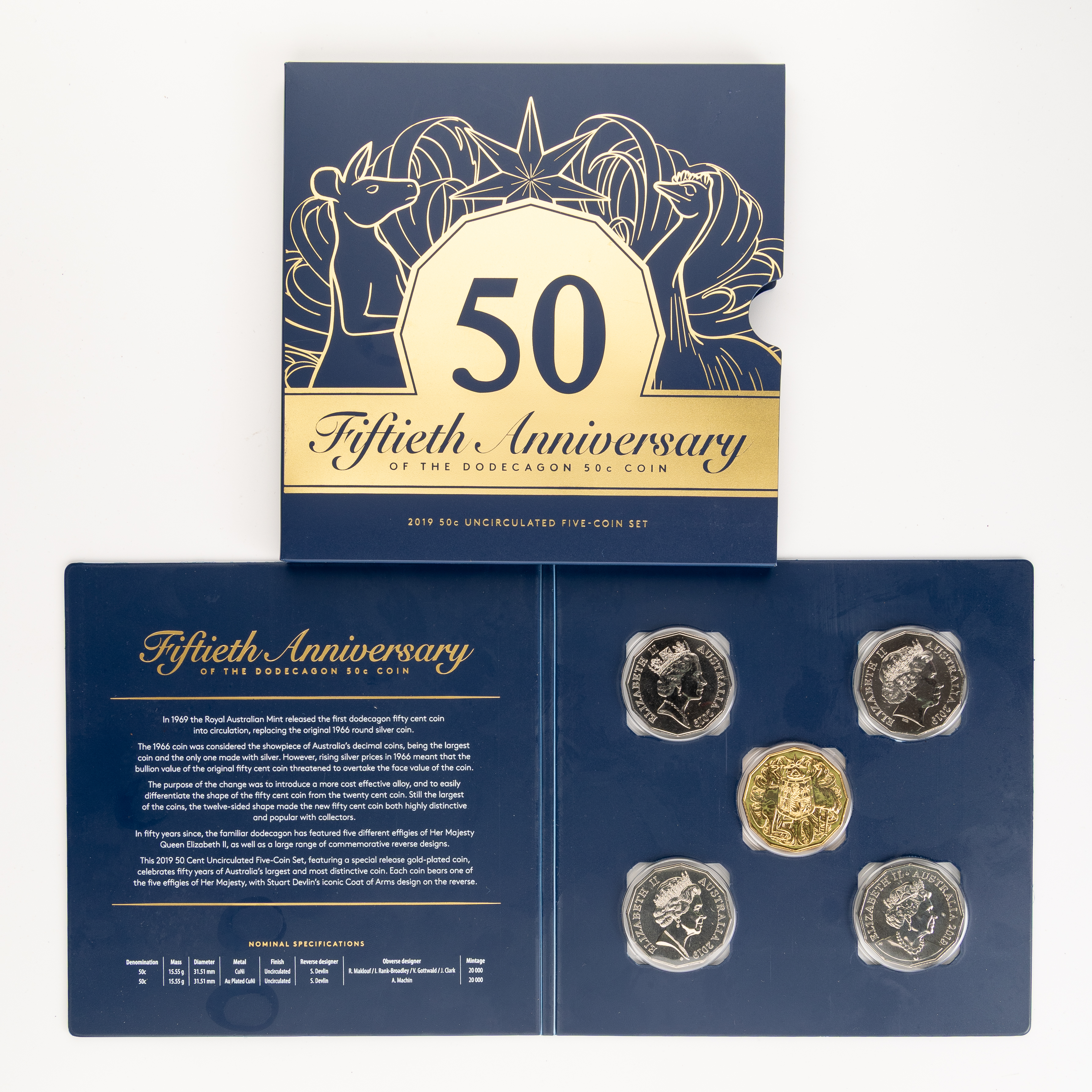 94 · RAM - 50th Anniversary of the Dodecagon, Fifty Cents, 2019,  UNC