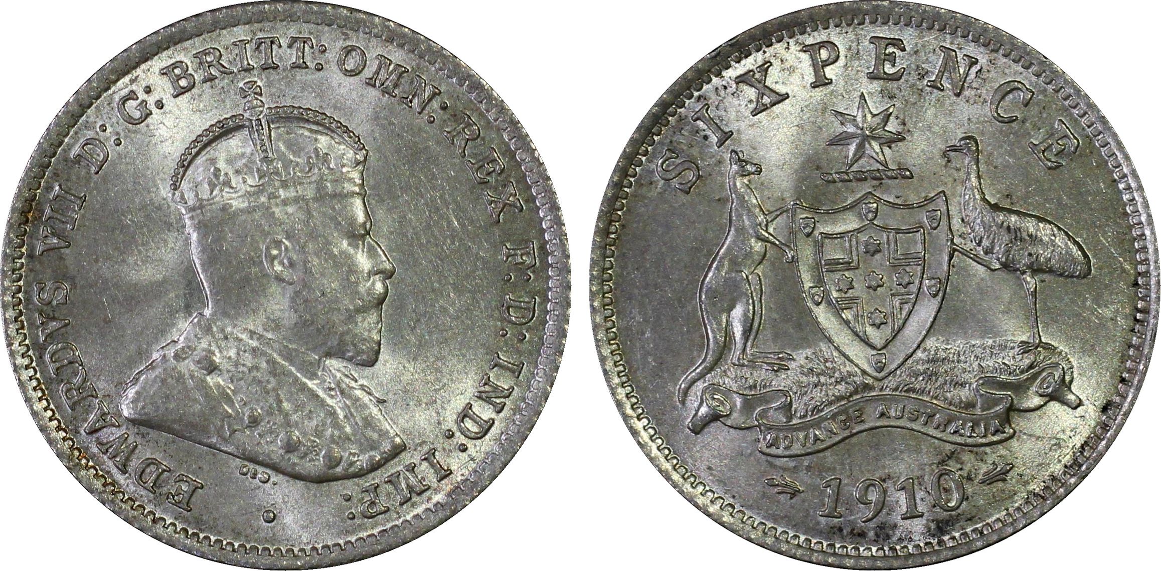 Edward VII, Sixpence, 1910, PCGS MS64