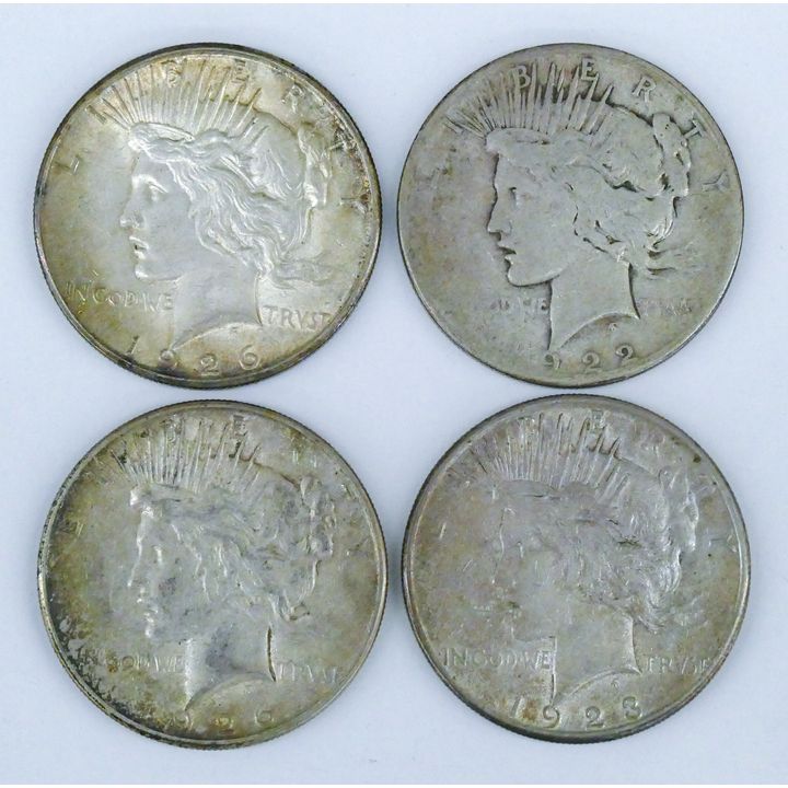 Box 4pc US Peace Silver Dollars