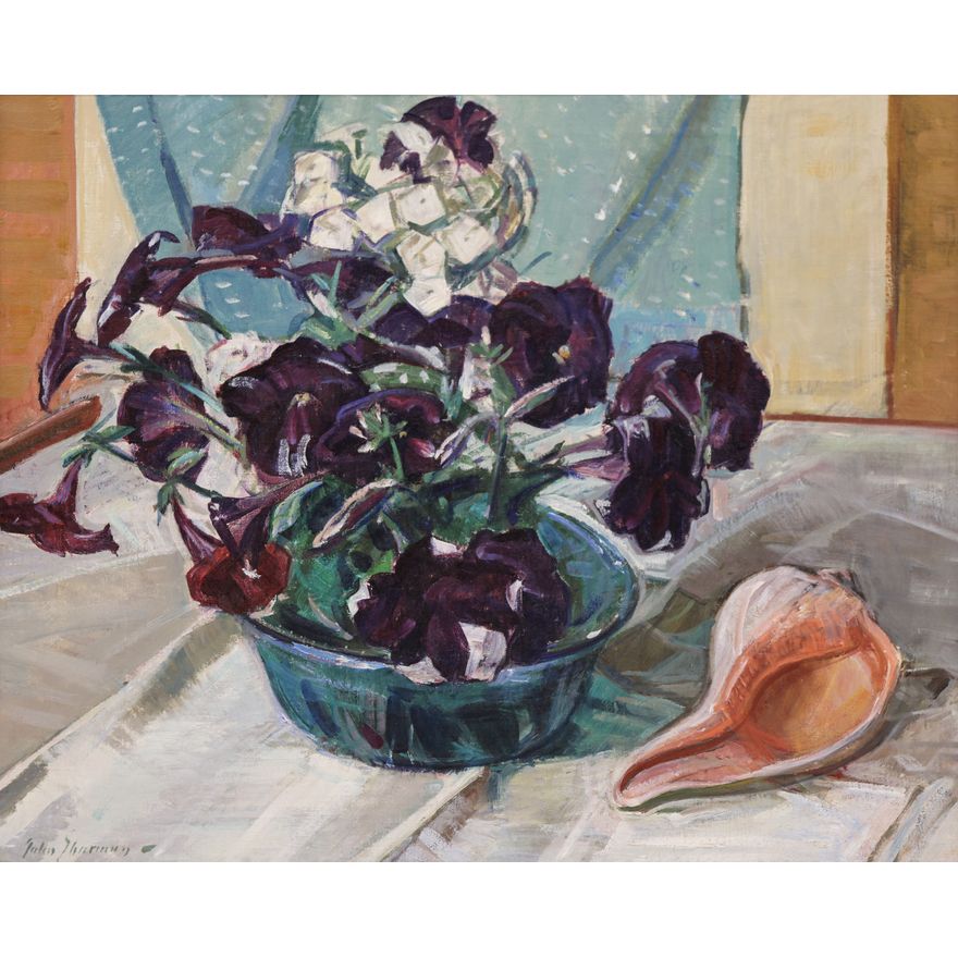 John Sharman ''Petunias'' Oil on Canvas