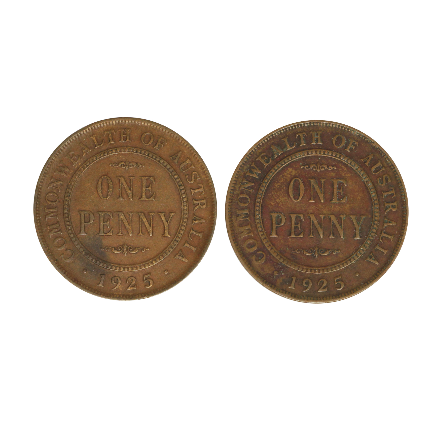 926. · Pair, George V, Penny, 1925, VF
