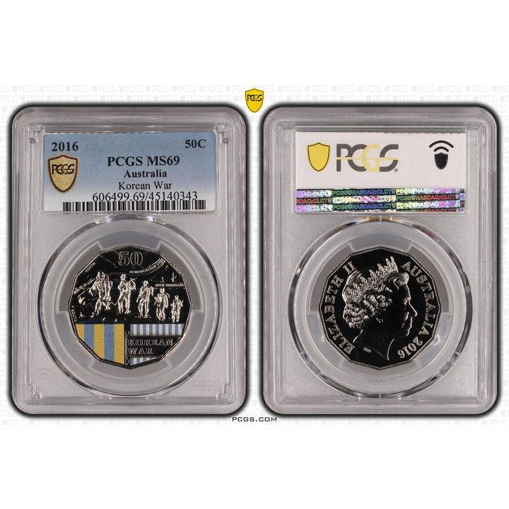 2016 Australia Fifty Cent, 50c Korean War PCGS - MS69 -343