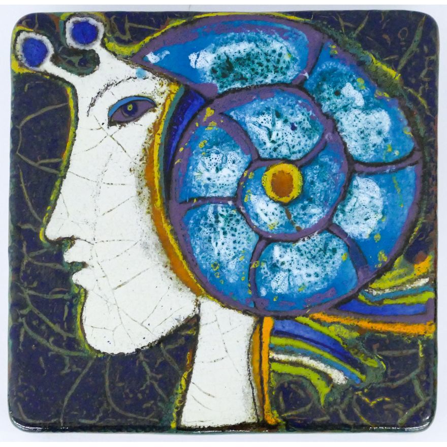Querubim Lapa ''Women's Head'' (Snail) Ceramic Plaque