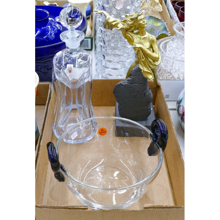 Box Holmgaard Pinch Glass Decanter etc.