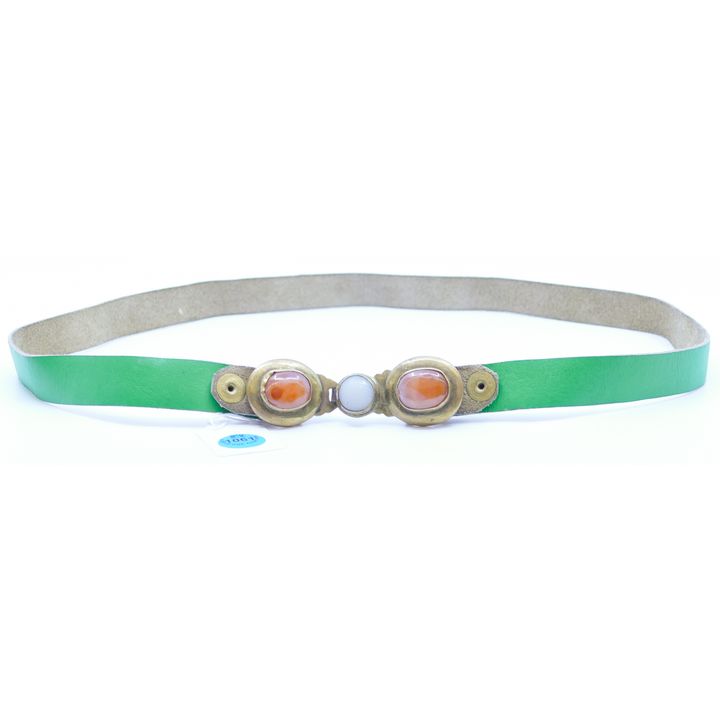 Chinese Qing Carnelian and Jade Buckle 3.5''