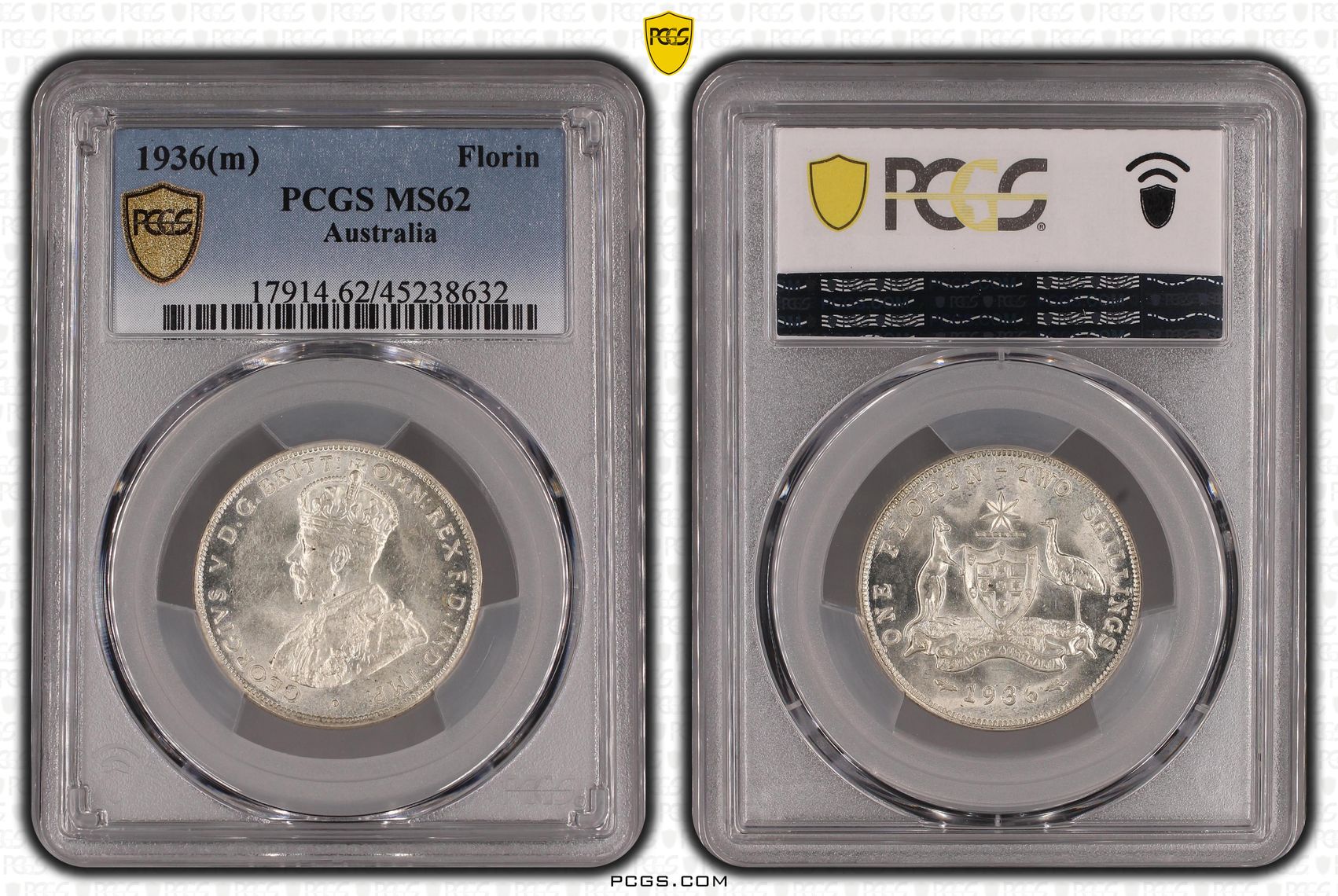 1936(m) Australia Florin Silver PCGS - MS62 -632