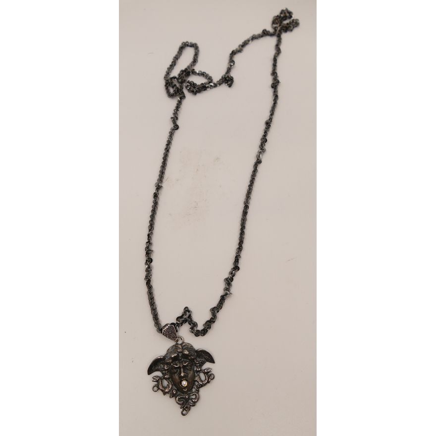 Mythological Sterling & Diamond Pendant Necklace- 43g