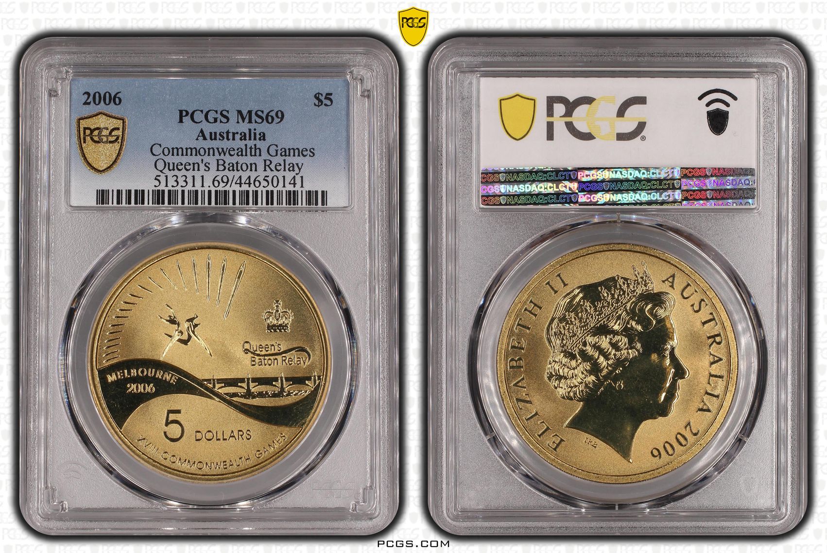 2006 Australia Five Dollar, $5 Commonwealth Games - Queen's Baton Relay PCGS - MS69 POP 2/0 -141