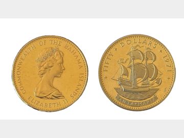 1971 REPULIC OF BAHAMA'S GOLD $50 COIN