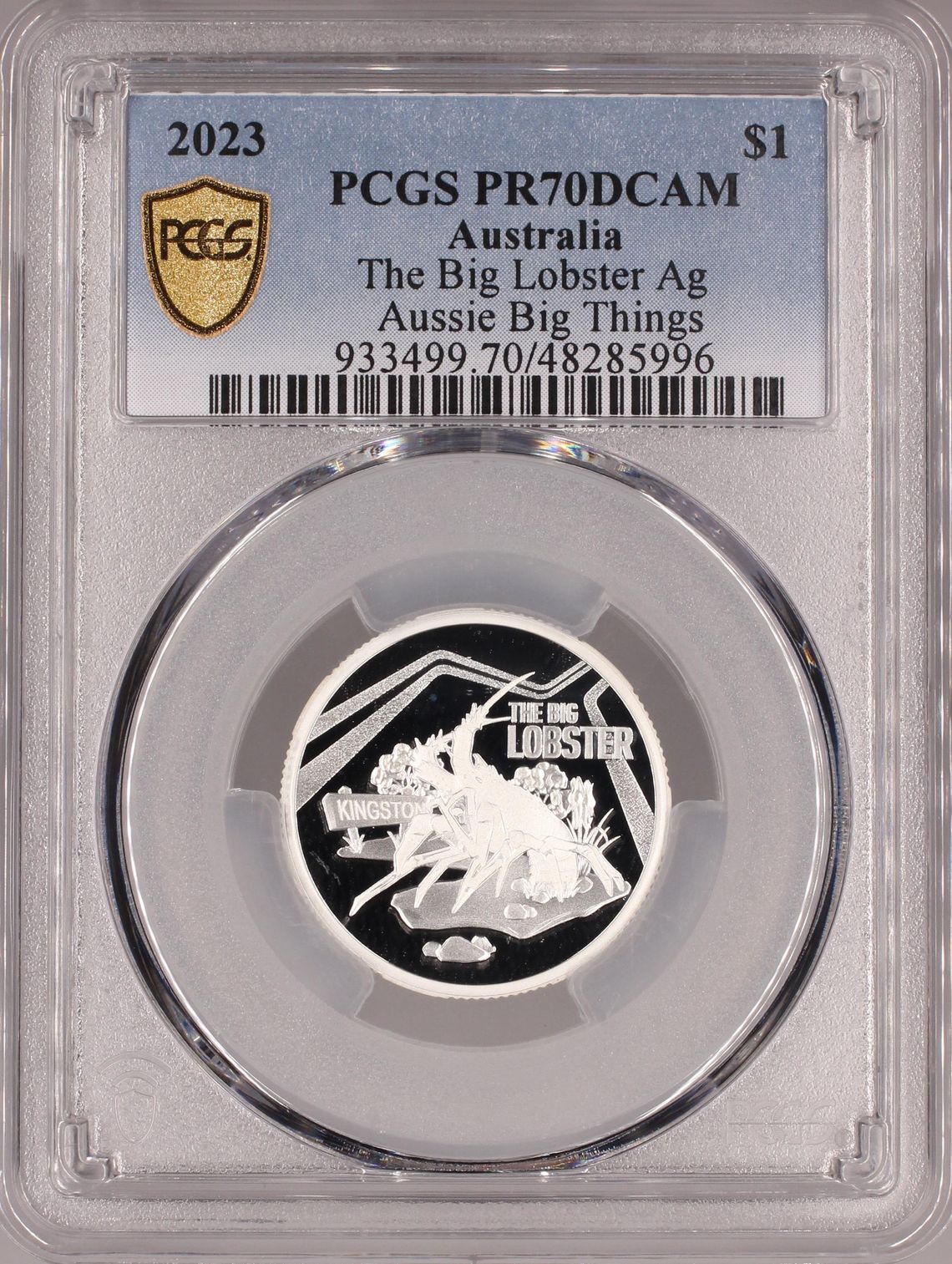 The Big Lobster Ag Aussie Big Things, POP 3/0, One Dollar, 2023, PCGS PR70DCAM