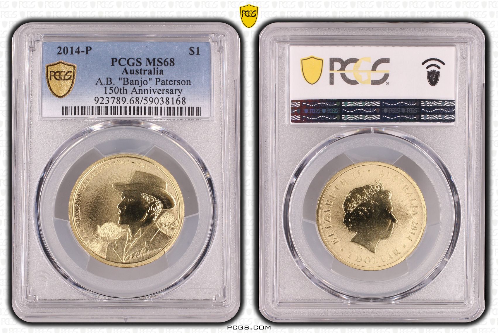 A.B. "Banjo" Paterson 150th Anniversary, One Dollar, 2014-P, PCGS MS68