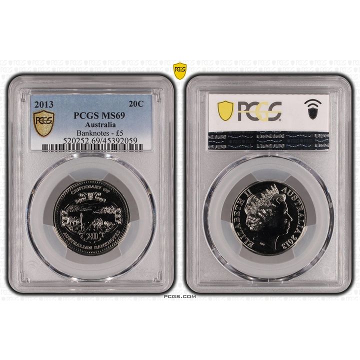 Elizabeth II, Banknotes-�5, Twenty Cent, 2013, PCGS MS 69