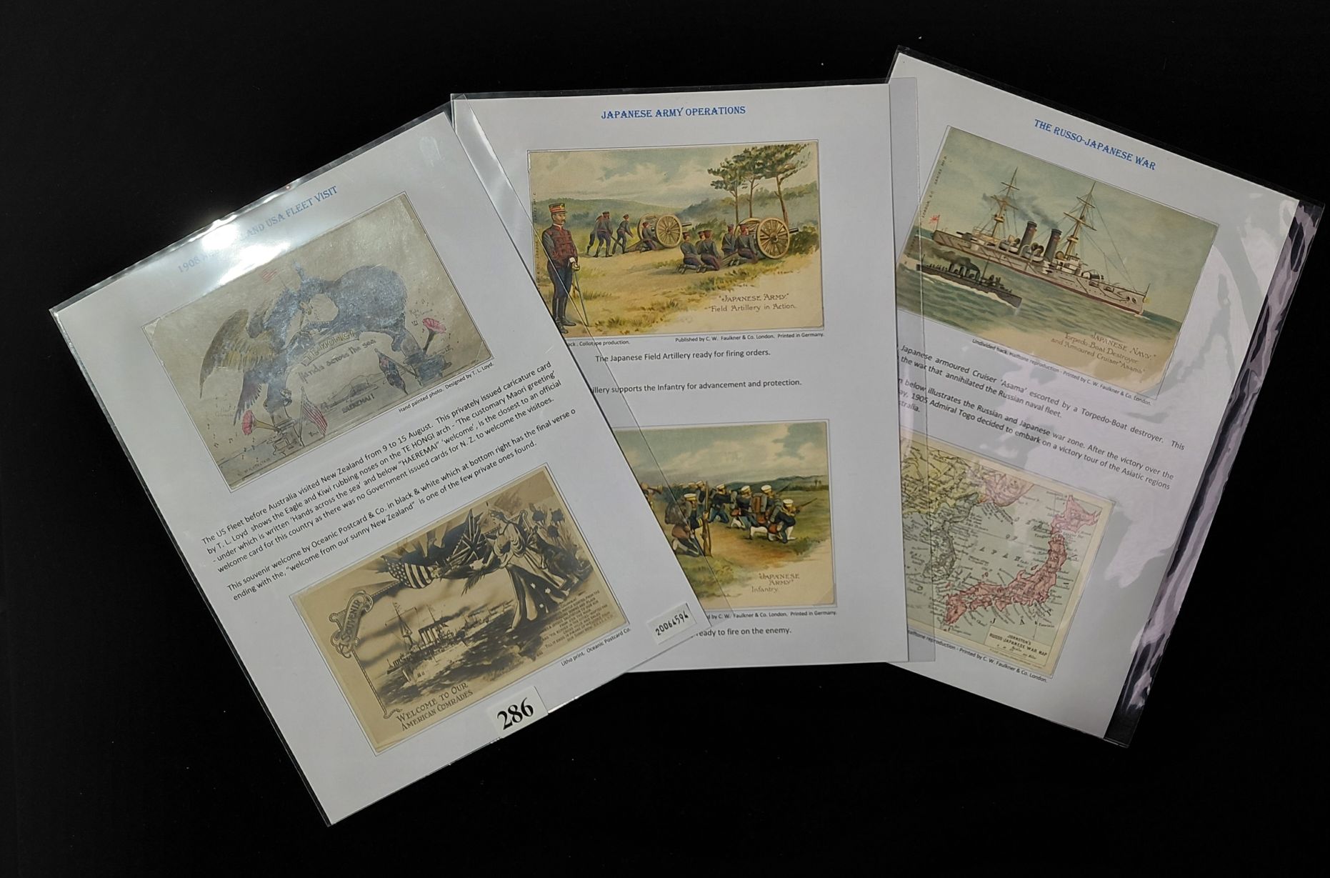 286 · POSTCARDS - USA FLEET AND JAPANESE WAR