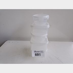 5 PIECE RECTANGULAR AND ROUND PLASTIC FOOD STORAGE CONTAINERS (WHITE LID) - PLASTIC FOOD STORAGE CONTAINERS / LOCKABLE