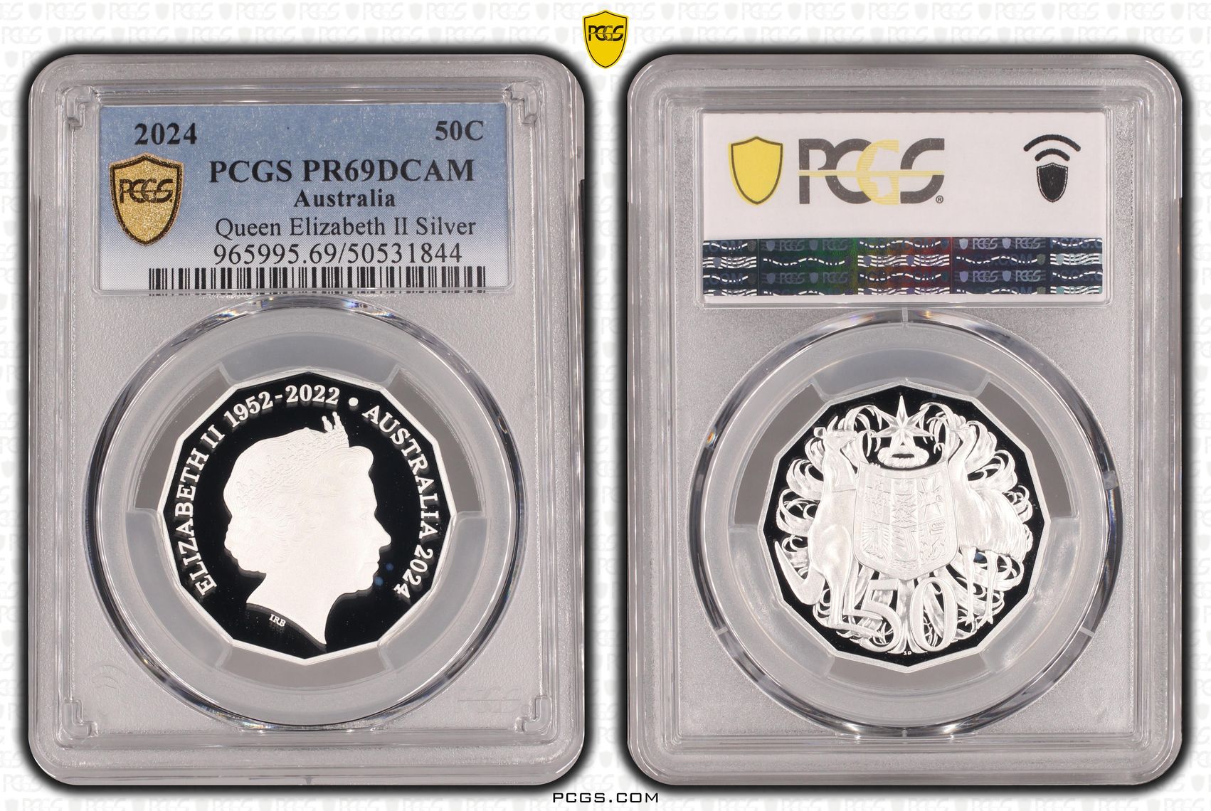 Queen Elizabeth II Silver, Fifty Cent, 2024, PCGS PR69DCAM
