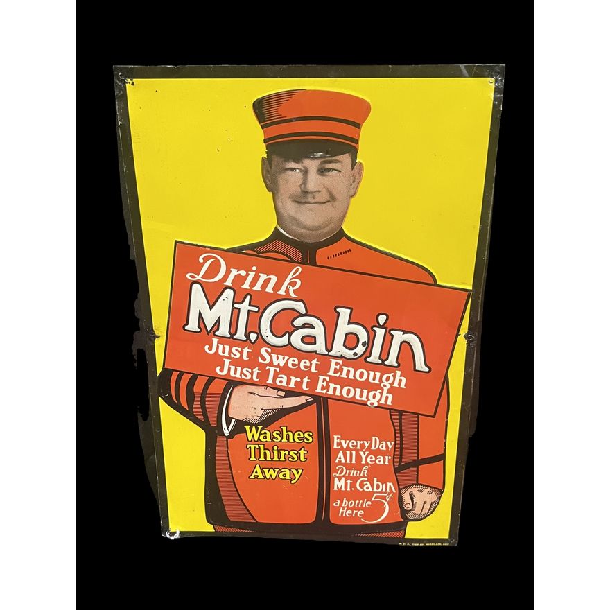 Drink Mt Cabin Just Sweet Enough Tin Metal Soda Sign