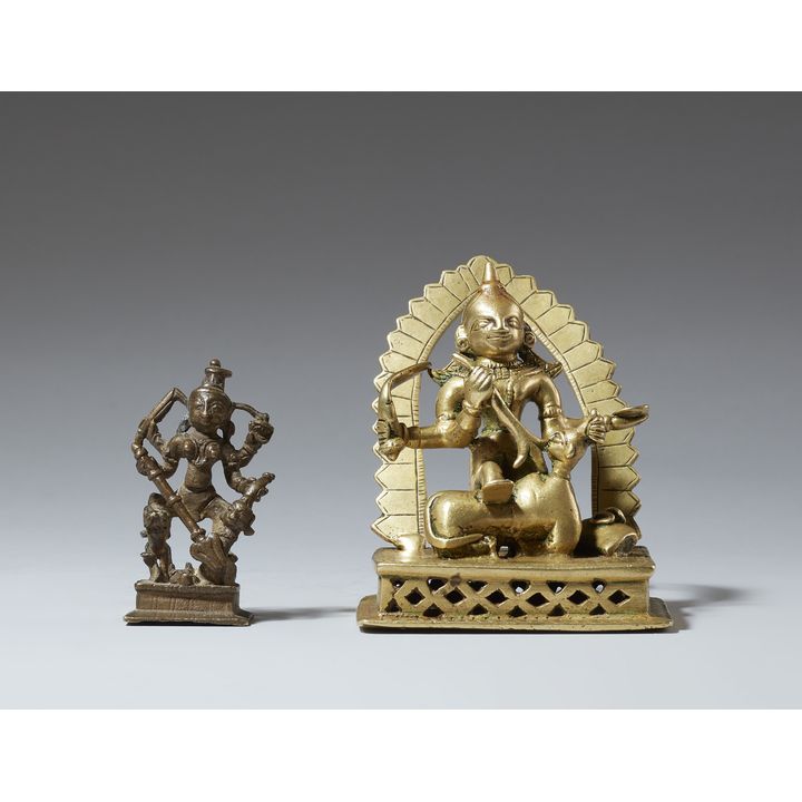 Two copper alloy figures of Durga. 18/19th century
