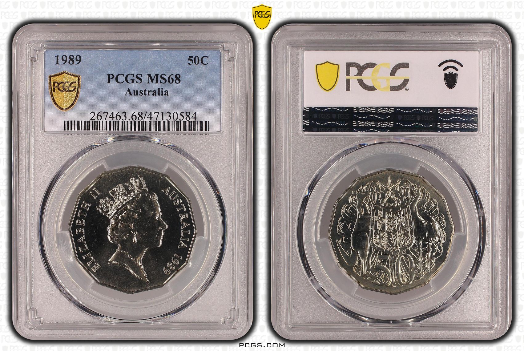 Elizabeth II, Fifty Cent, 1989, PCGS MS68