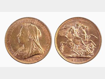 1893 VICTORIA OLD HEAD LONDON MINT GOLD SOVEREIGN
