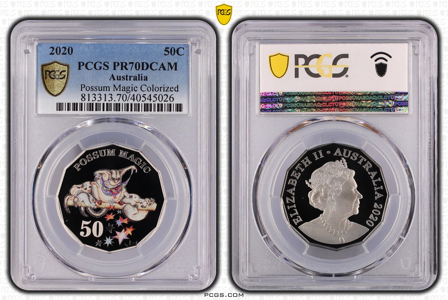 2020 Aus 50 Cent Possum Magic Colorized PCGS PR70DCAM POP 11/0