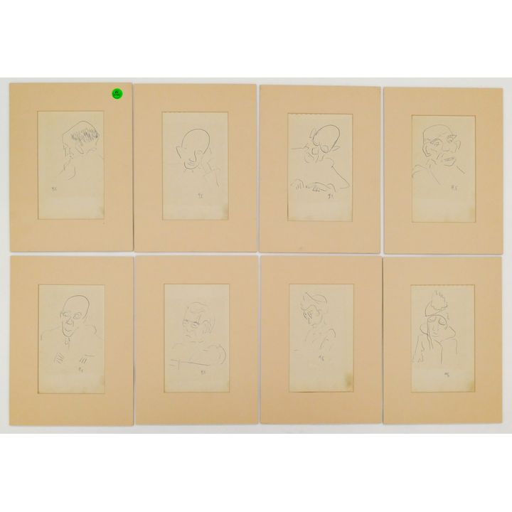 8pc Howard Sewall Ink Portait Drawings