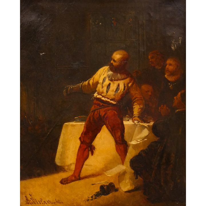 August Vischer ''Cavalier'' 1865 Oil on Canvas