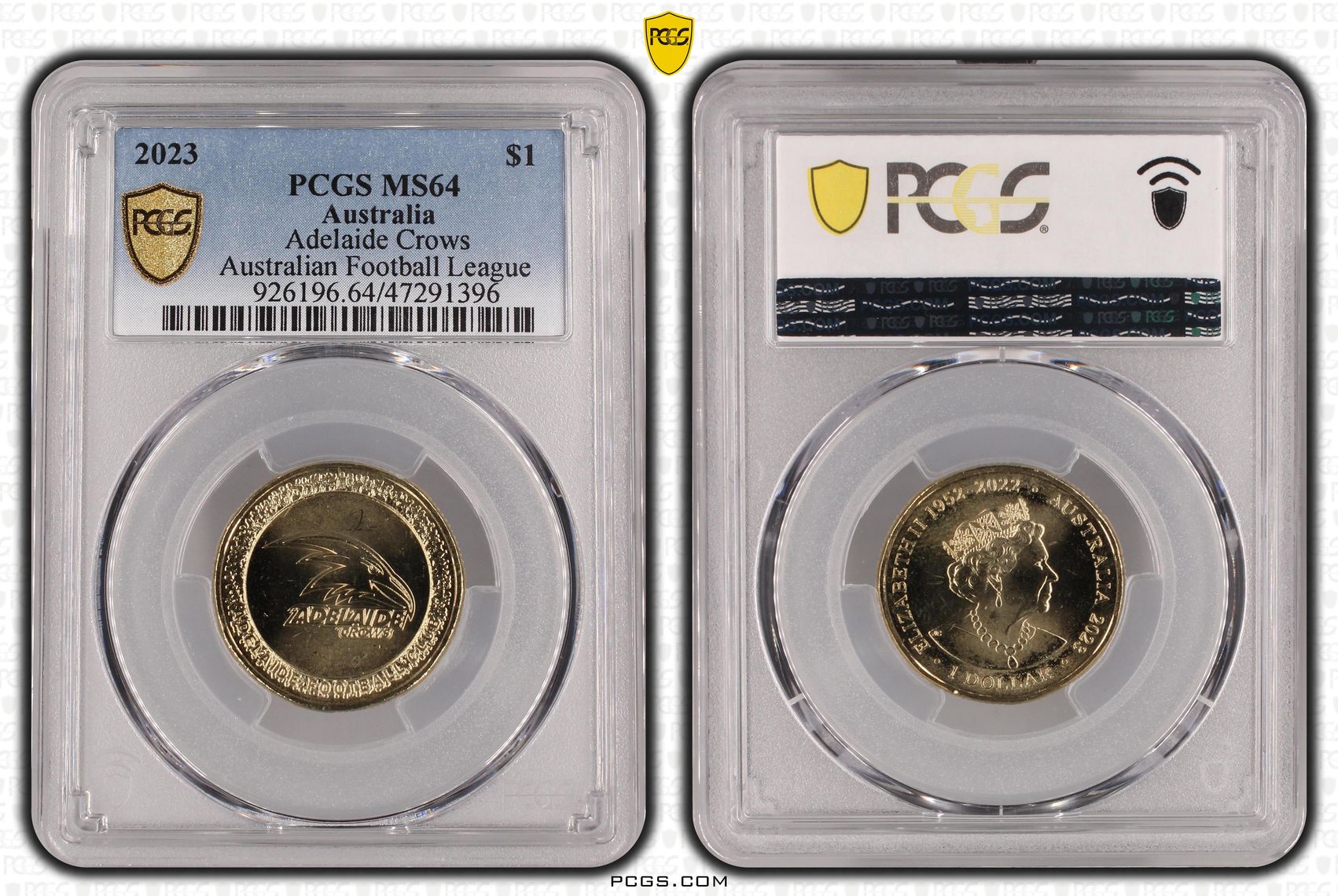 Elizabeth II, AFL- Adelaide Crows, One Dollar, 2023, PCGS MS64