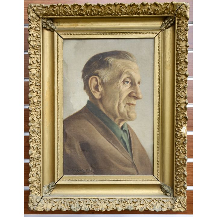 Antqiue F. Muller ''Male Portrait'' Oil Painting Framed 21''x16''