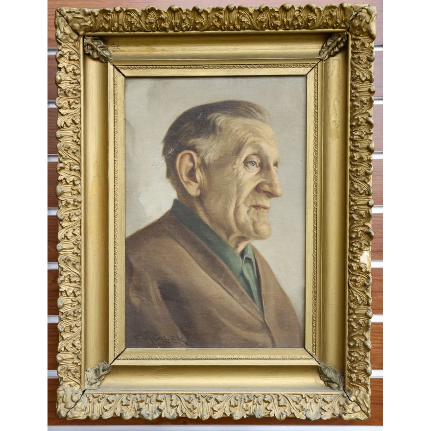 Antqiue F. Muller ''Male Portrait'' Oil Painting Framed 21''x16''