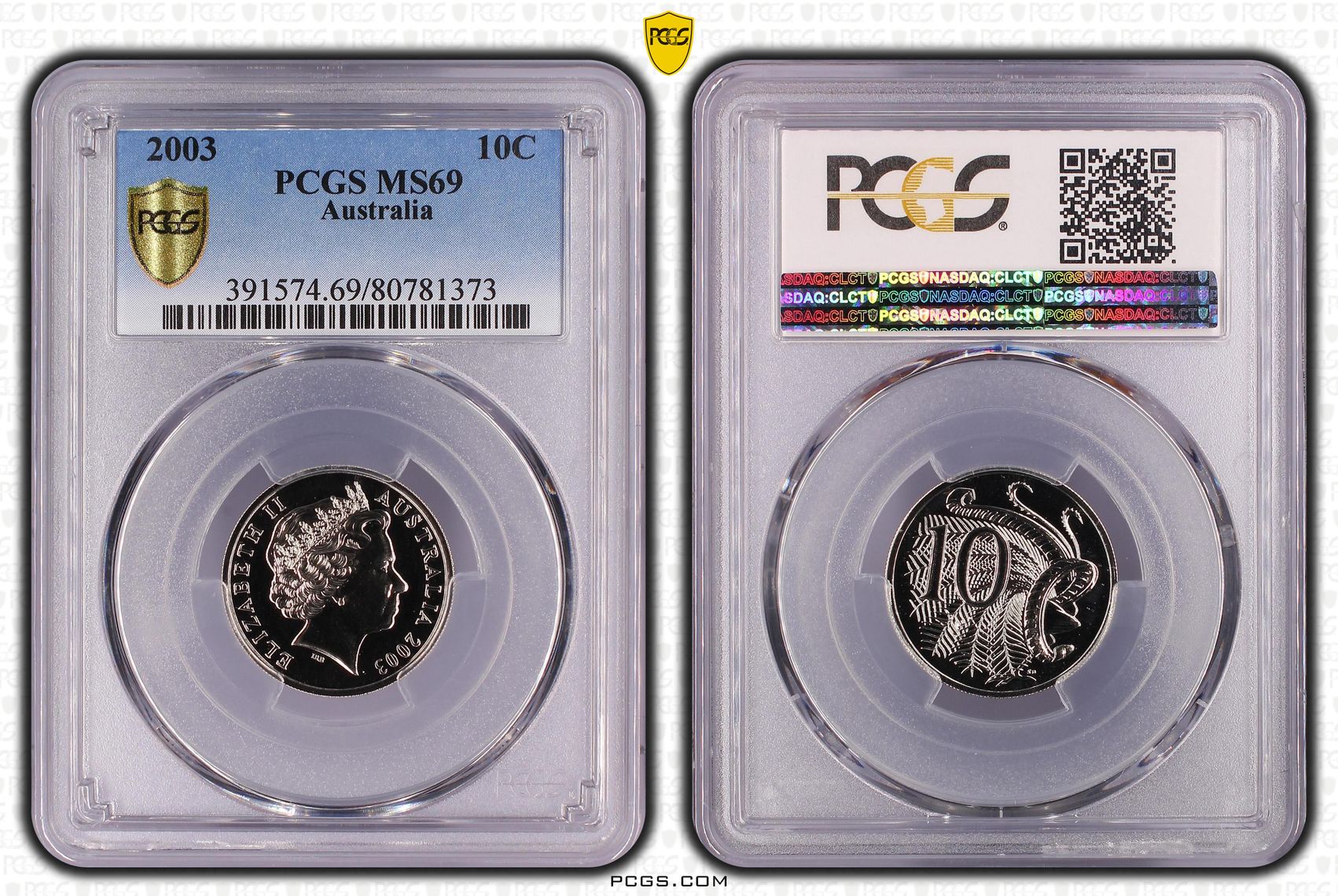 Ten Cent, 2003, PCGS MS 69