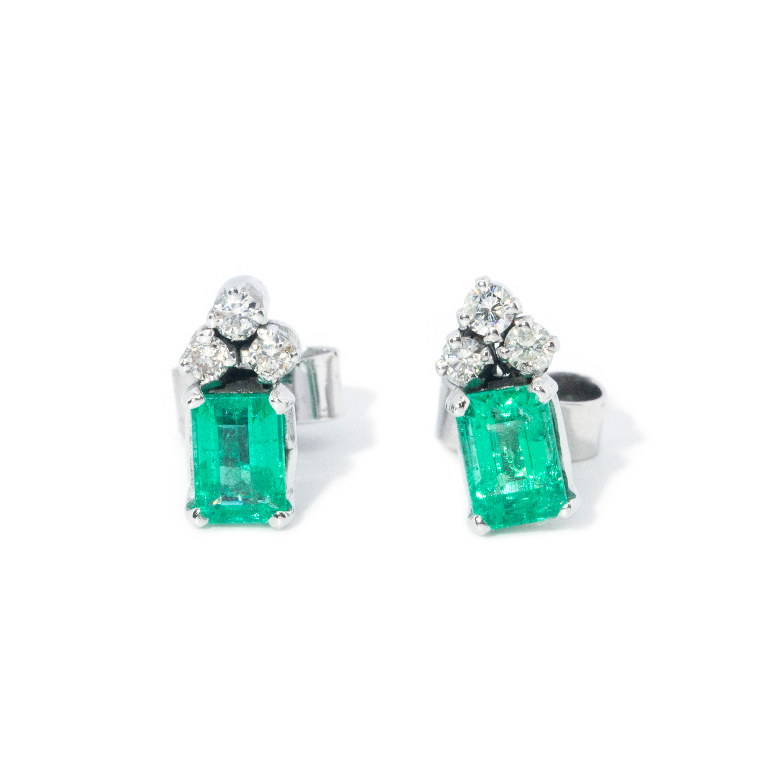 77 · Emerald & Diamond 18ct Gold Stud Earrings
