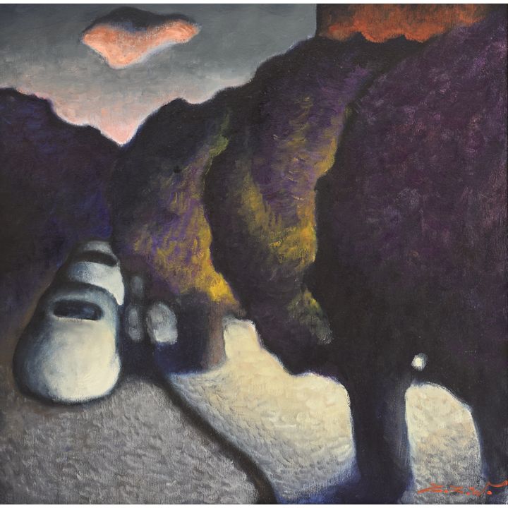 Z.Z. Wei ''Purple Night'' Oil on Canvas