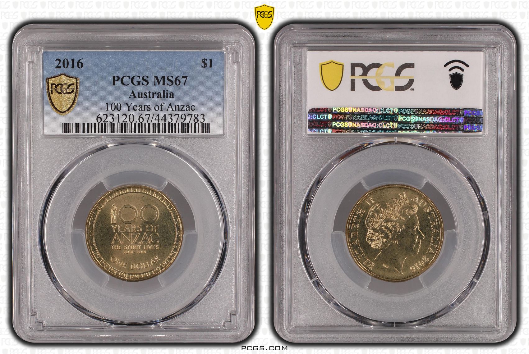 100 Years of Anzac, One Dollar, 2016, PCGS MS67