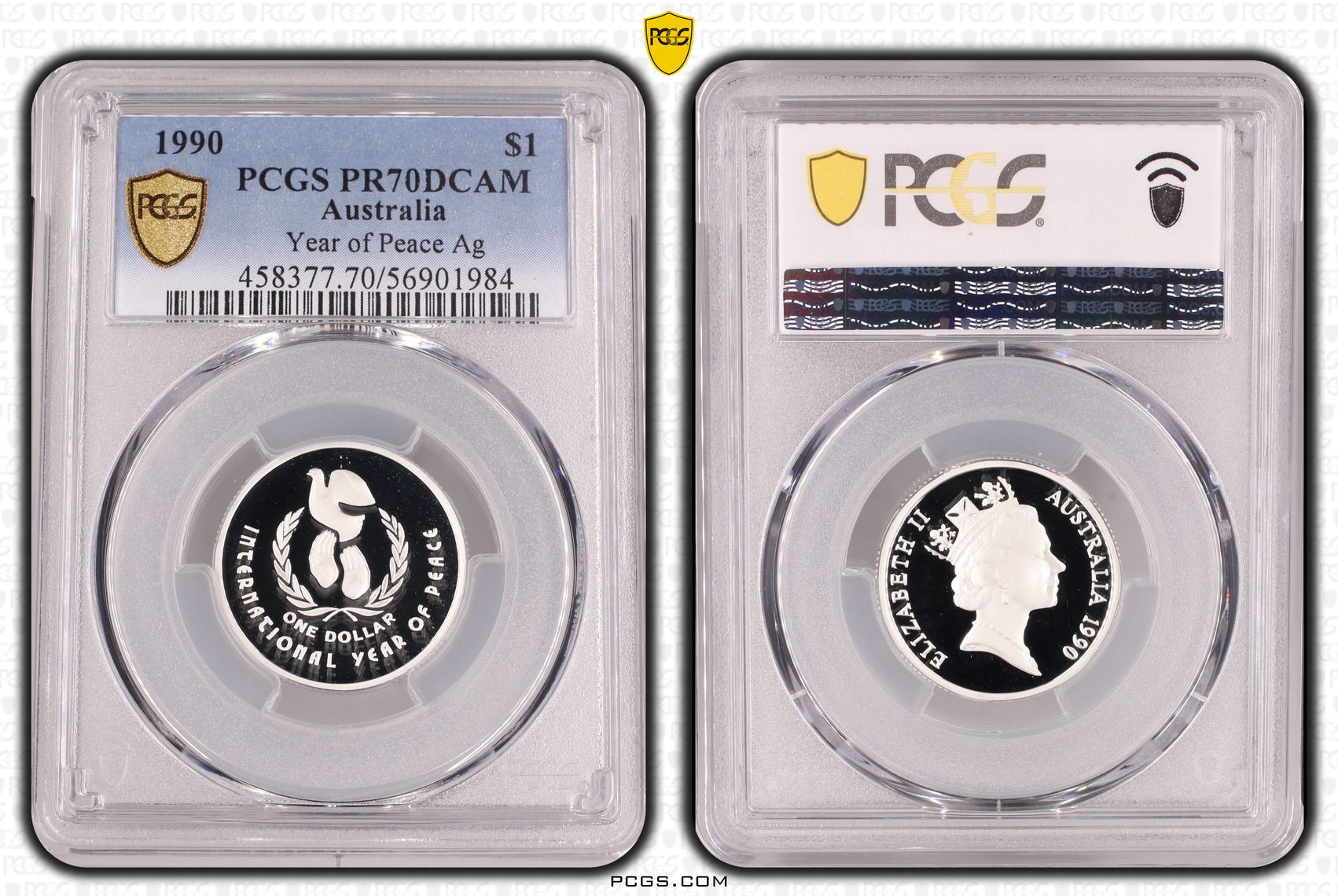 Year of Peace Ag, One Dollar, 1990, PCGS PR70DCAM