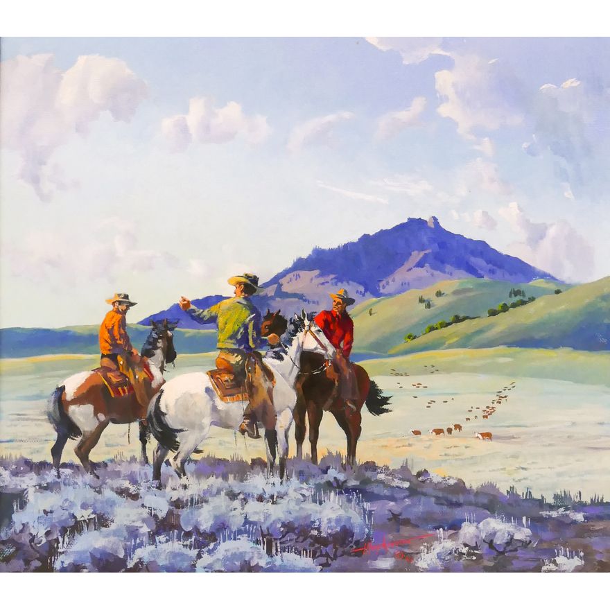 Harold Hopkinson   ''Range Talk'' Oil on Board