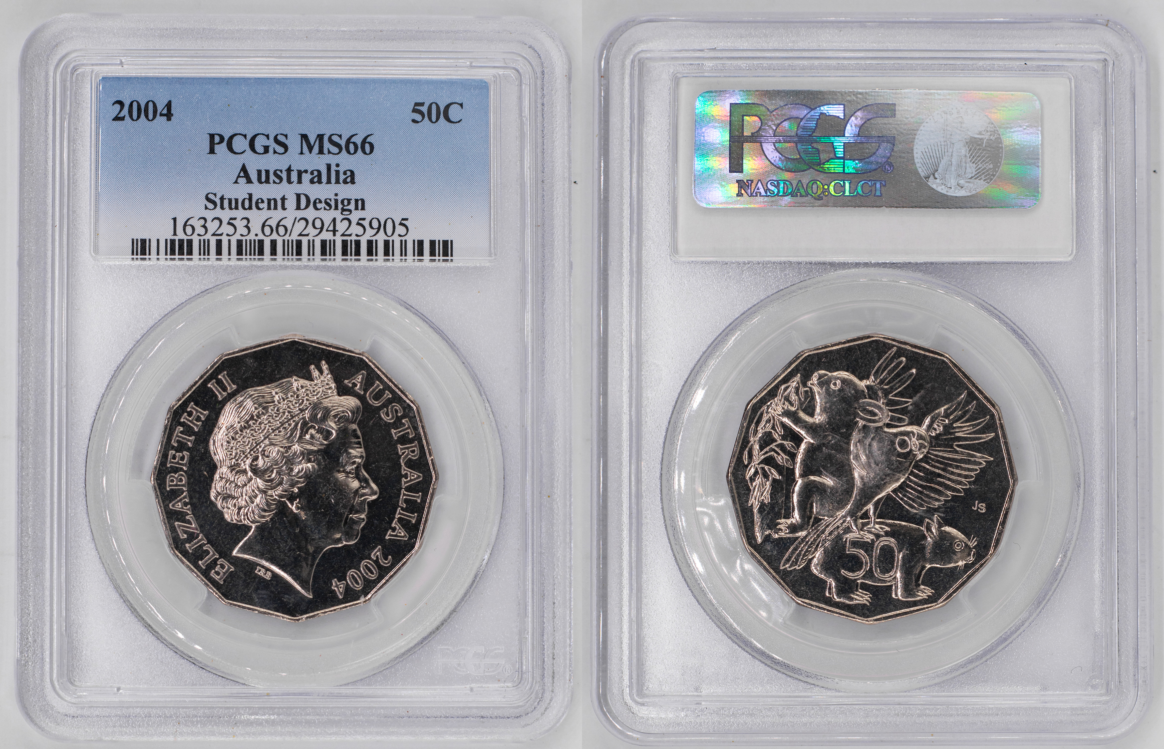 Elizabeth II, Student Design, Fifty Cent, 2004, PCGS MS66