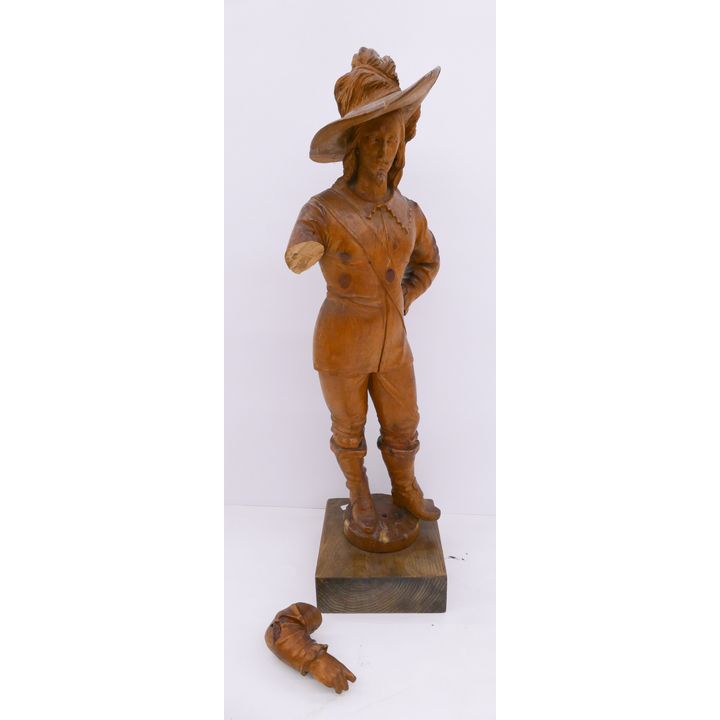 Carved Wood Cavalier Figure- AS IS- 26''