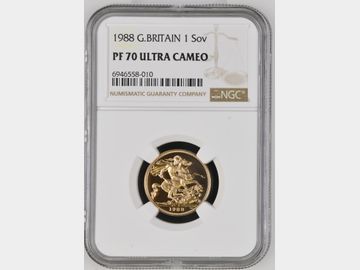 1988 PROOF GOLD SOVEREIGN PF70 UCAM TOP POP!