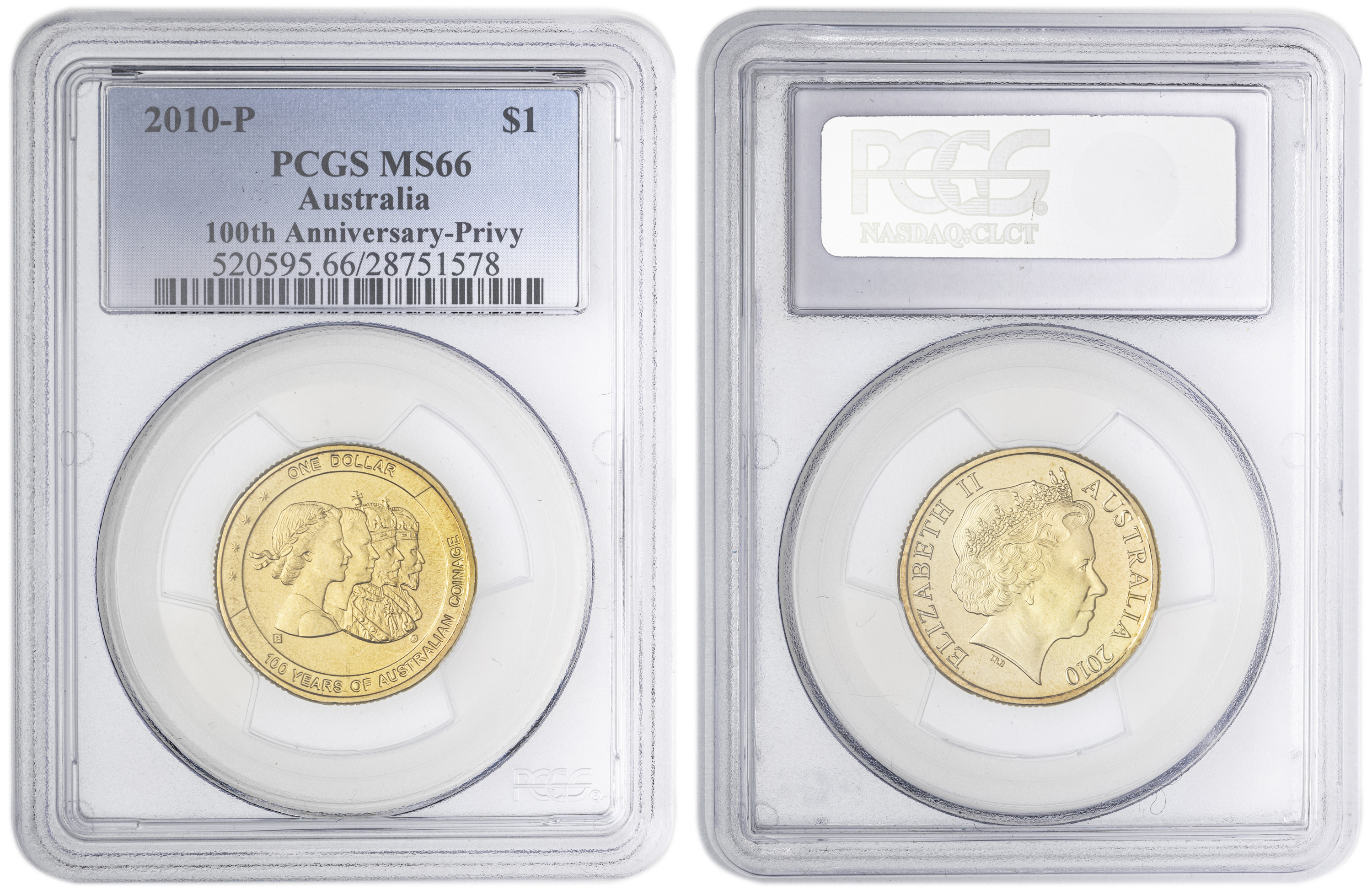 100th Anniversary-Privy , One Dollar, 2010-P, PCGS MS66