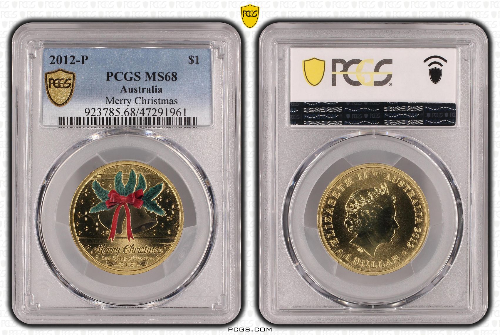 Merry Christmas, One Dollar, 2012-P, PCGS MS 68
