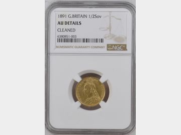 1891 VICTORIA JUBILEE HEAD GOLD HALF SOVEREIGN AU DETAILS CLEANED.