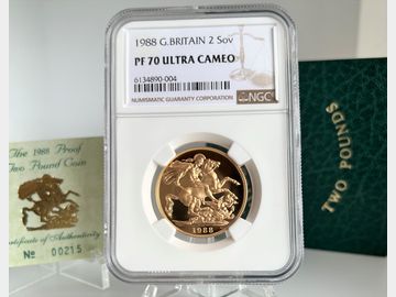 1988 ELIZABETH II PROOF GOLD 2 POUND PF70 ULTRA CAMEO (BOX INCLUDED) Top Pop!