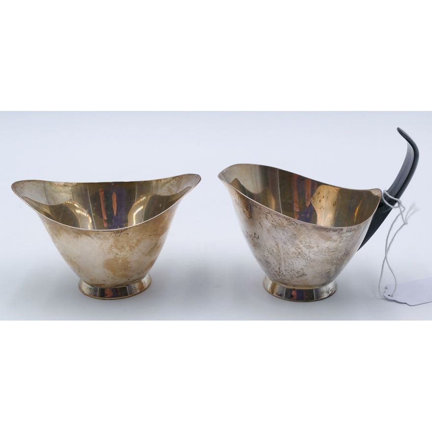 Pair Gorham Modernist Sterling Sugar & Creamer 4.5'' Approx.