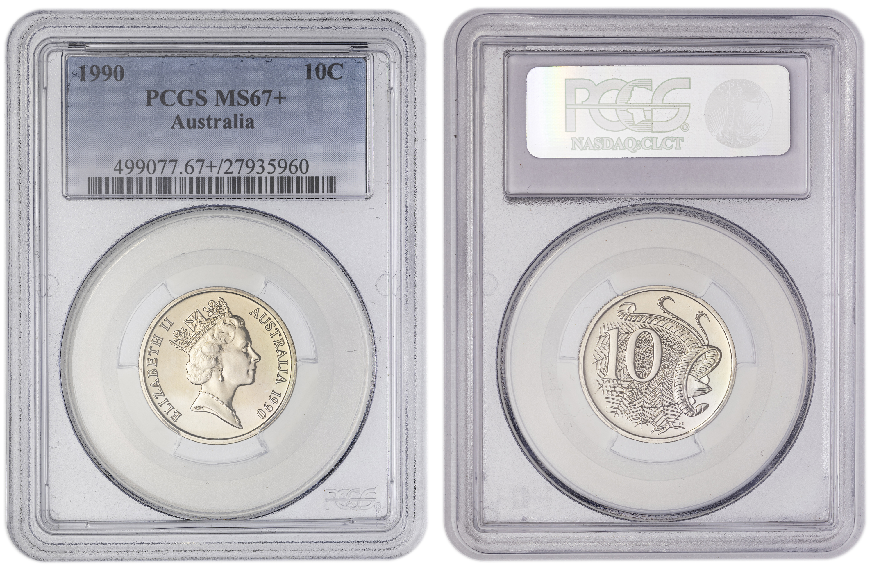 , Ten Cent, 1990, PCGS MS67+