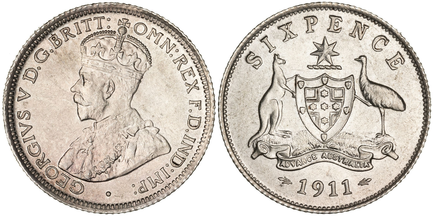 George V, Sixpence, 1911, CHU